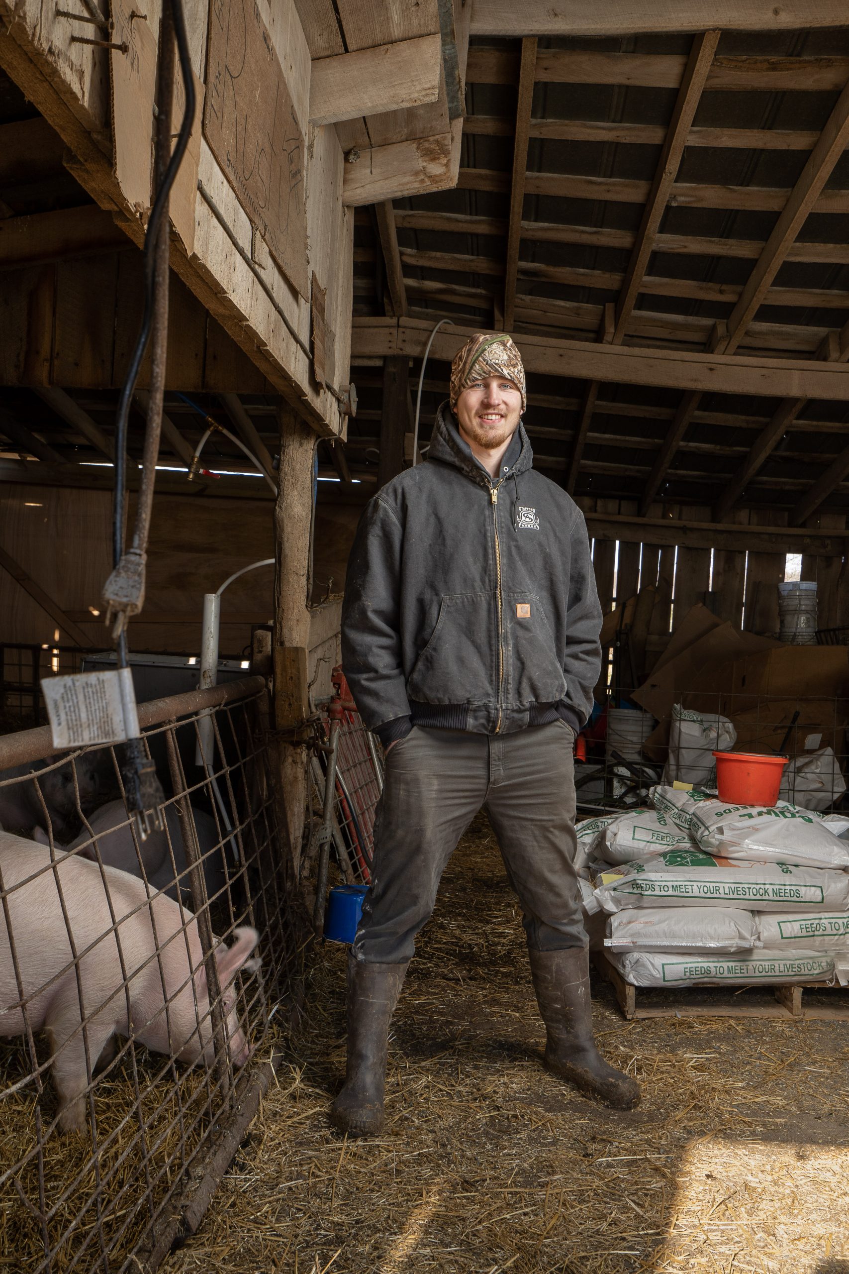 Cole Stafford with his pigs